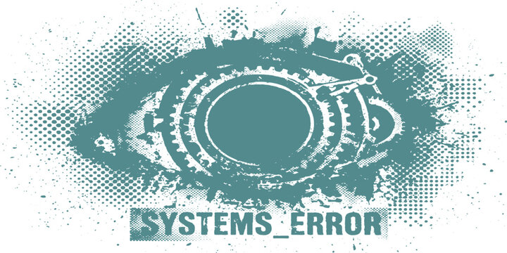 Abstract system error grunge background with futuristic cyber interface and distressed digital glitch texture
