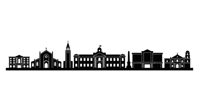Dasmarias City Skyline Silhouette Vector Illustration featuring Philippine Urban Architecture and Metropolitan Landscape Graphic Design