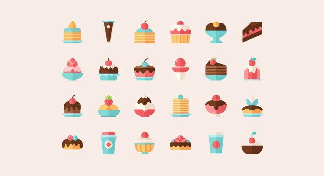 Colorful dessert assortment collection