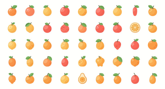 Colorful fruit collection isolated on white