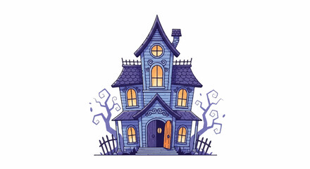 Fototapeta premium Spooky Haunted House Illustration for Halloween.