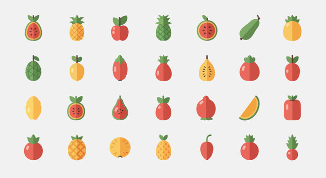 Colorful fruit collection isolated on white