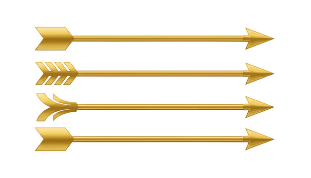 Golden Arrows, Vector Arrow Icons, Gold Directional Symbols, Metallic Pointers