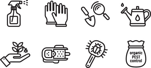 Organic pest control methods icons set flat style Vector © mahafuza