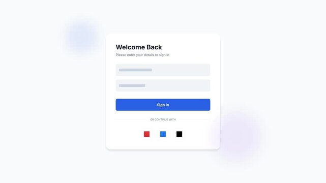 Simple and clean user interface login form with modern design and elements.