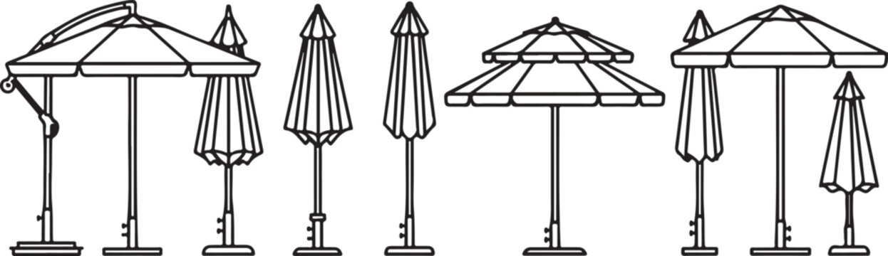 Set of 9 vintage style lampshades in black and white vector illustration Vector