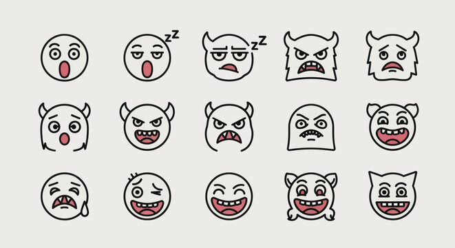 Cartoon emoji faces collection