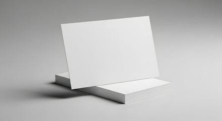 Naklejka premium Minimalist white card display a clean presentation of a blank card on a simple white stand