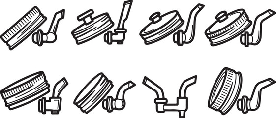 Set of vector icons of different types of houses in black line art style Vector © mahafuza