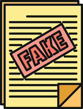 Document displaying a red fake stamp, representing fraud, misinformation, and unverified data