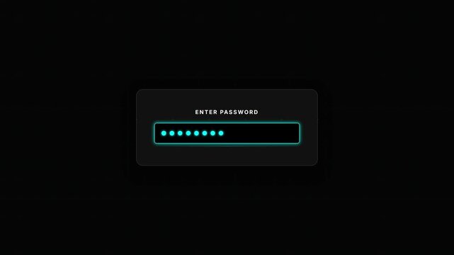 Entering Password on a Digital Interface with Progress Bar Animation.