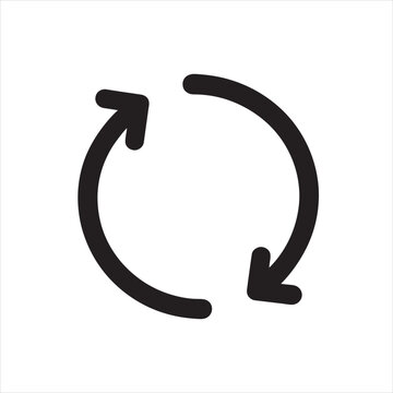 Refresh icon, reload sign, vector illustration, sync symbol, rotation arrows, update button, circular arrows, reset icon, simple design, black vector icon