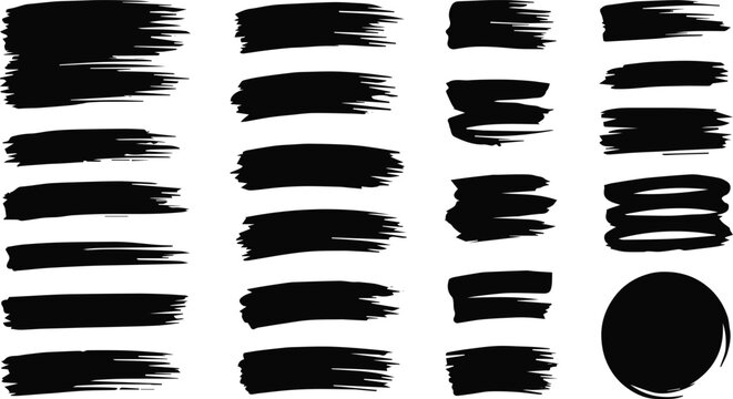 brushstroke set of varied ink marks swashes and brush elements