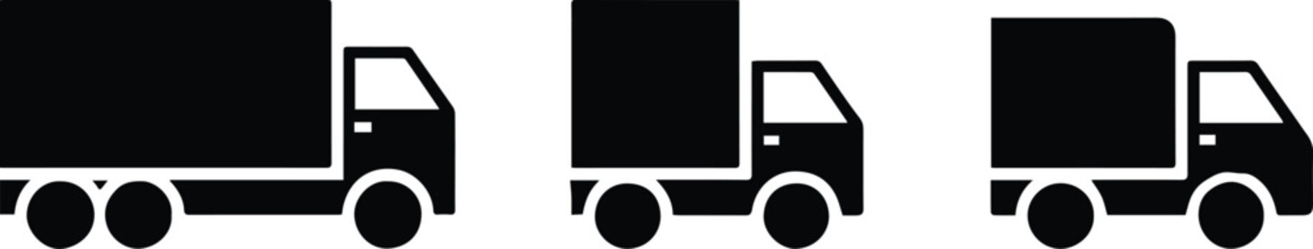 truck vector icon set semi trailer van box truck illustration