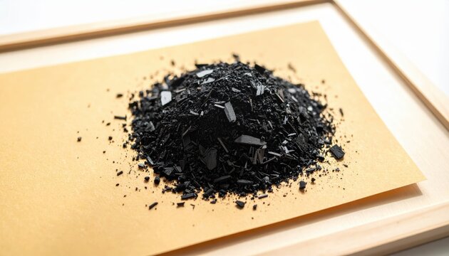 Fine graphite powder piled on a textured artist paper surface