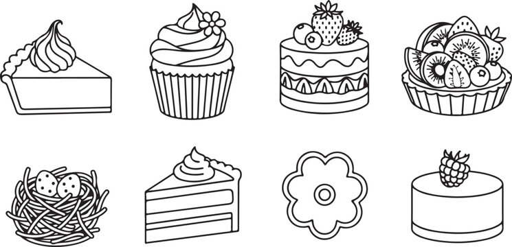 Set of eight colorful easter eggs and bunny basket vector illustration Vector