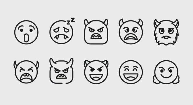Emoji icons set emotions and expressions