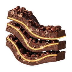 Fototapeta premium Layered chocolate bar with cocoa nibs and glowing lines