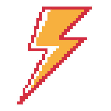 pixel art lightning bolt electric thunder flash energy boost icon element