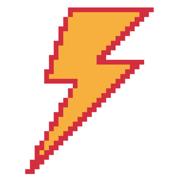 pixel art lightning bolt electric thunder flash energy icon element