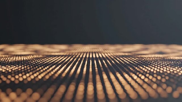 Golden light patterns on textured surface with dark background