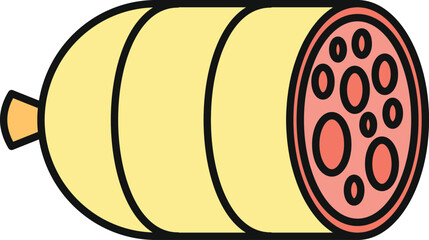 Bologna sausage showing sliced surface with fat inclusions © anatolir