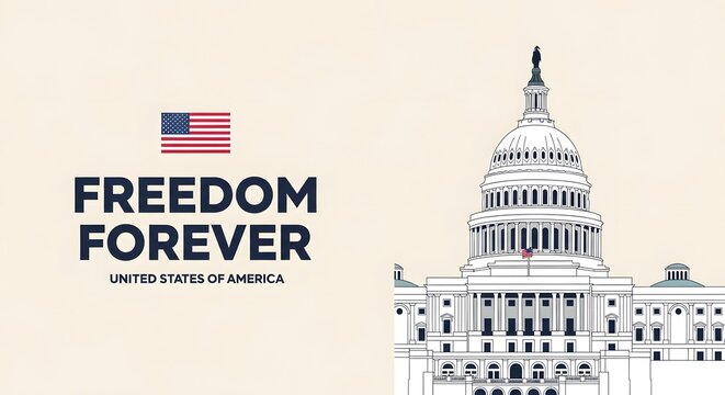 Capitol building and American flag graphic