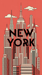 Obraz premium new york typography poster with skyscrapers and city skyline