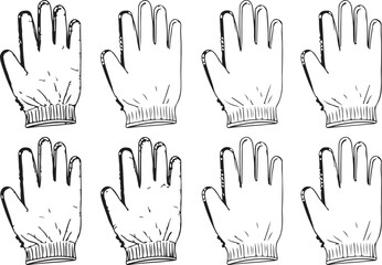 Fototapeta premium Collection of eight vector hand gesture icons on white background Vector