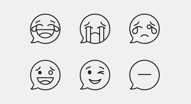 Emoji icons set emotions and expressions