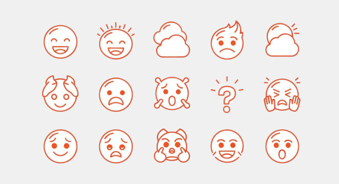 Emoji icons set emotions and expressions