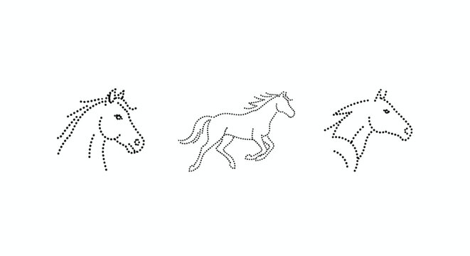 Running horses in stylized dotted line pattern