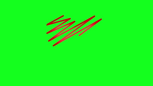 Abstract Red Scribble Lines on Green Screen Background