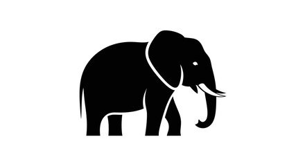 Fototapeta premium Majestic Elephant Silhouette Standing Proudly on White Background.