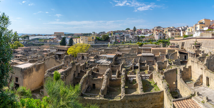 Herculaneum Ancient City view that Roman town buried in the eruption of Mount Vesuvius of Italy