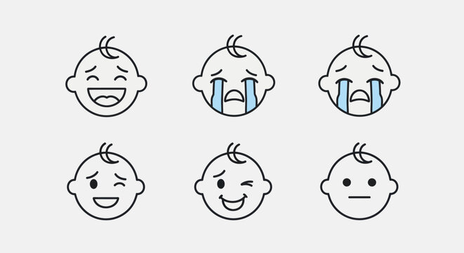 Baby face expressions set illustration