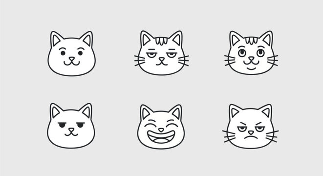 Cat face expressions vector illustration