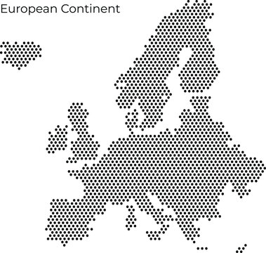 Dotted European continent map vector illustration for business presentation, digital technology web design, logistics, and data infographic