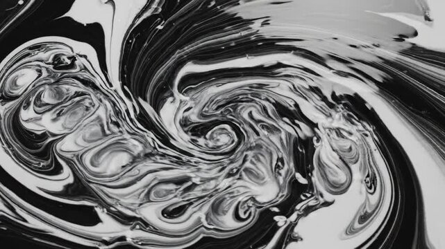 Abstract ink flow creating swirling patterns in monochromatic color
