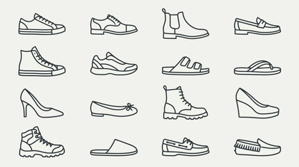Fototapeta premium Collection of various stylish footwear designs.