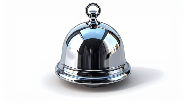 Shiny chrome bell on white background