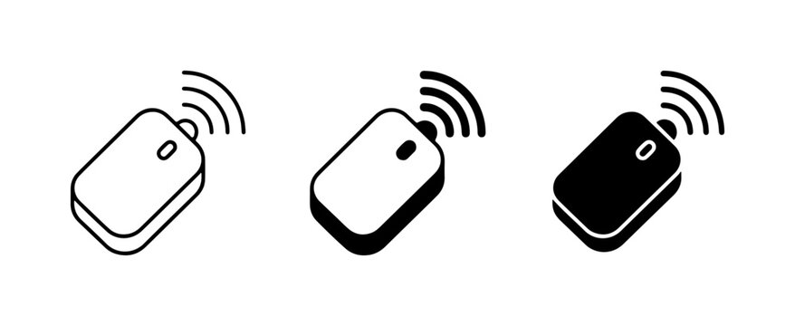 Wireless Computer Mouse Icons, 3 Styles: Outline, Filled, and Silhouette, Technology Vector Graphics