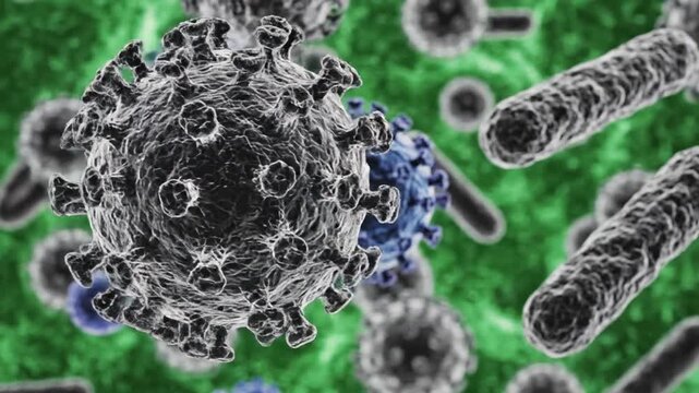 Microscopic view of viruses and bacteria abstract healthcare illustration