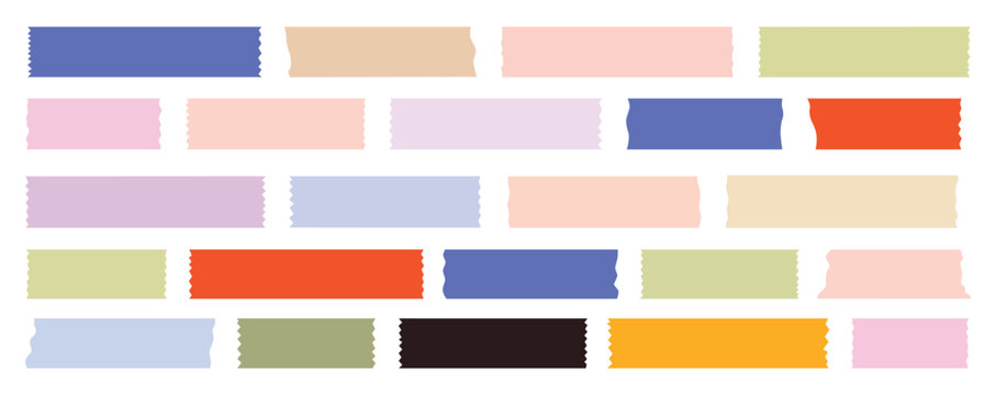 Set of colorful washi tape strips isolated on white background vector illustration