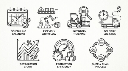 Fototapeta premium Supply Chain Management Icons Set Business Logistics.