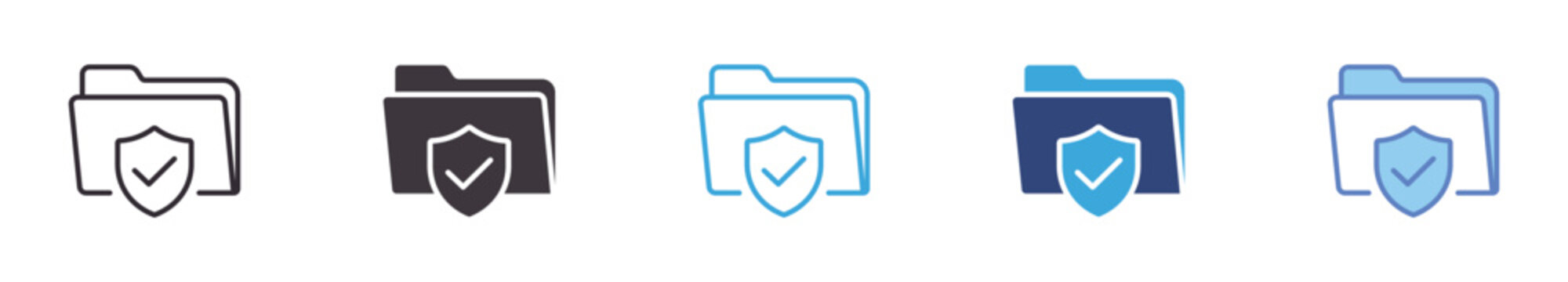 Secure  Folder Icon Set , protected file storage symbols, approved document security, safe archive icons, and data protection vector icons.