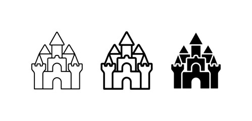 Castle Icons Set: Outline, Filled, Silhouette Vector Graphics for Fairytales, Fantasy, and Architecture Concepts © Hasanur