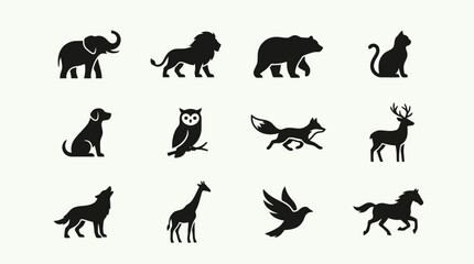 Obraz premium Silhouettes of various wild animals.