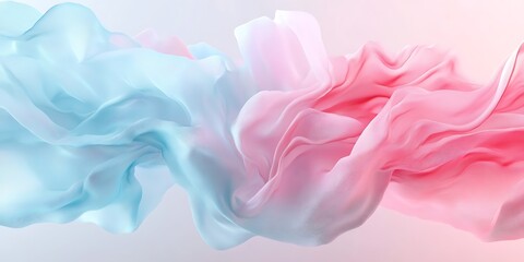 Fototapeta premium Soft pastel blue and pink abstract fabric waves gently flowing.