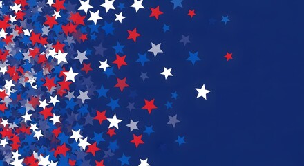 Fototapeta premium Red white and blue star background on navy blue
